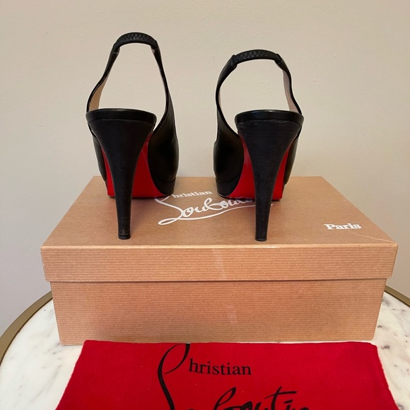 Christian Louboutins black platform sling backs, size 7.5 - Picture 4 of 6